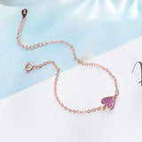 925 Silver Heart Bracelet Cubic Zirconia Micro Pave Women's Jewelry