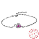 925 Silver Heart Bracelet Cubic Zirconia Micro Pave Women's Jewelry