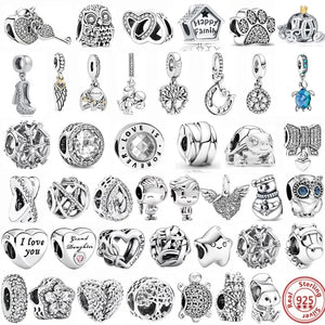 925 Sterling Silver Feather Family Tree Snowflake Boy Dangle Beads
