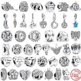 925 Sterling Silver Feather Family Tree Snowflake Boy Dangle Beads