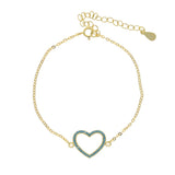 925 Silver Turquoise Heart Charm Bracelet