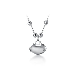 925 Sterling Silver Lucky Bean Longevity Lock Pendant Necklace