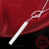 Vintage Circle Strip Long Chain Pendant&Necklace Sterling-silver Bar Choker
