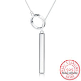 Vintage Circle Strip Long Chain Pendant&Necklace Sterling-silver Bar Choker
