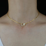 925 Silver Paper Clip Chain CZ Charm Bracelet