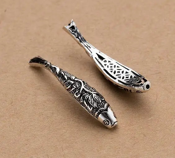 925 Sterling Silver Fish Spacer Beads 39x8mm for Bracelets & Necklaces