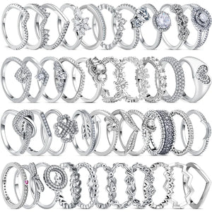 925 Silver Flower Princess Crown Heart Zircon Ring