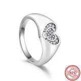 925 Silver Flower Princess Crown Heart Zircon Ring