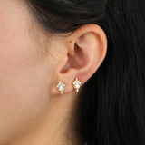 925 Silver Pink Opal Flower Stud Earrings