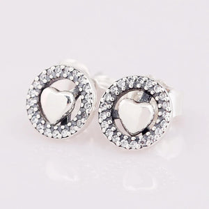 925 Silver Forever Hearts Stud Earrings for Women
