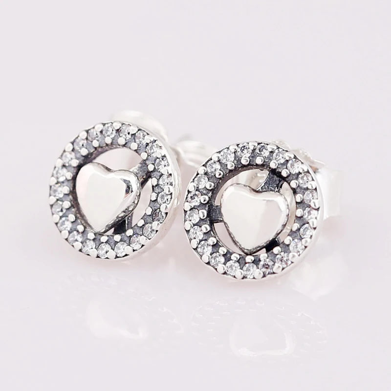 925 Silver Forever Hearts Stud Earrings for Women