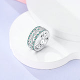 925 Silver Clover Moon Heart Rings Zircon Wedding Jewelry