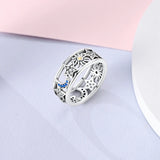 925 Silver Clover Moon Heart Rings Zircon Wedding Jewelry
