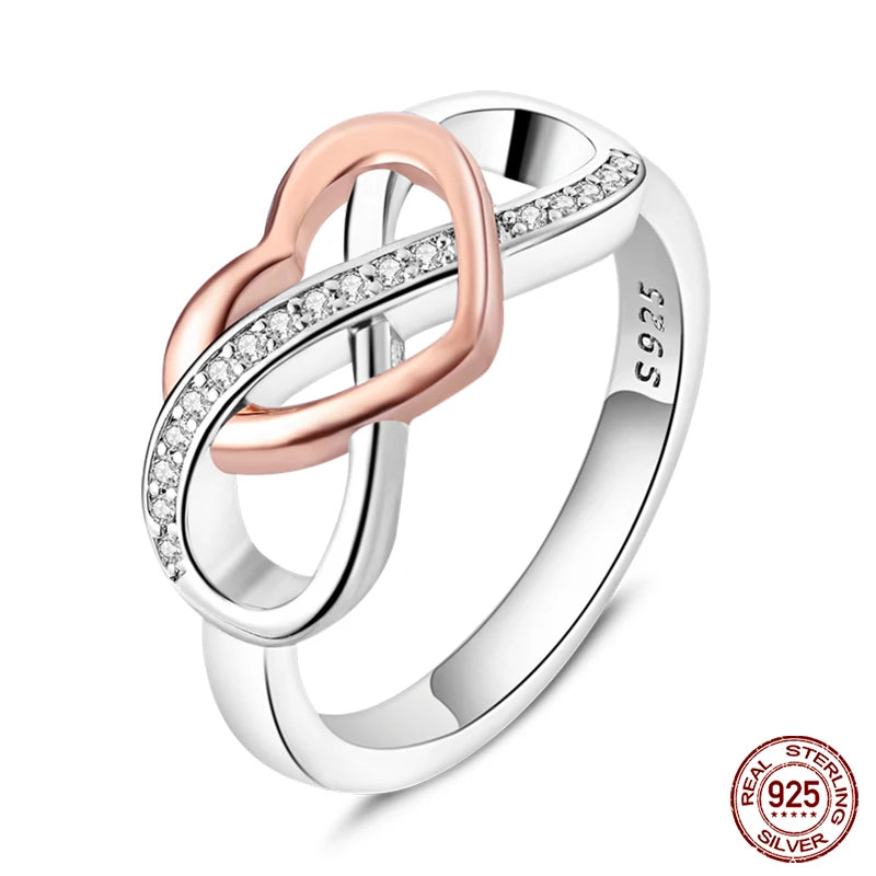925 Silver Clover Moon Heart Rings Zircon Wedding Jewelry