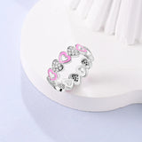 925 Silver Clover Moon Heart Rings Zircon Wedding Jewelry