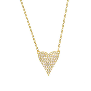 925 Silver CZ Heart Pendant Necklace Delicate Charm Choker Women