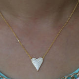 925 Silver CZ Heart Pendant Necklace Delicate Charm Choker Women