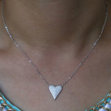 925 Silver CZ Heart Pendant Necklace Delicate Charm Choker Women