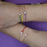 925 Silver CZ Half Chain Half Rope Colorful Bracelet