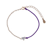 925 Silver CZ Half Chain Half Rope Colorful Bracelet