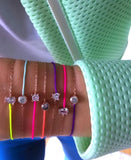 925 Silver CZ Half Chain Half Rope Colorful Bracelet