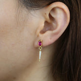 925 Silver Geometric Cz Spike Dangle Earring, Vermeil Jewelry