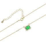 925 Silver Green CZ Paved Link Chain Necklace