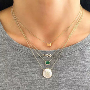925 Silver Green CZ Paved Link Chain Necklace
