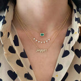 925 Silver Rectangle Green CZ Paved Chain Necklace
