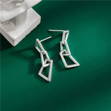 925 Silver Geometry Earrings Women Solid Silver Studs