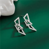 925 Silver Geometry Earrings Women Solid Silver Studs