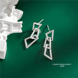 925 Silver Geometry Earrings Women Solid Silver Studs