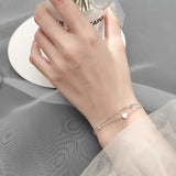 925 Silver Heart Charm Bracelets Double Layer Box Chain Women Bracelet