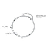 925 Silver Heart Charm Bracelets Double Layer Box Chain Women Bracelet