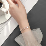 925 Silver Heart Charm Bracelets Double Layer Box Chain Women Bracelet