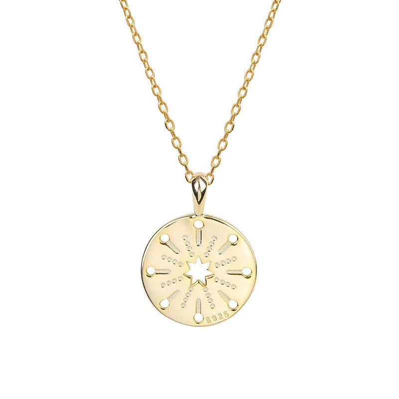 925 Sterling Silver Compass Pendant Necklace for Women