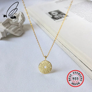 925 Sterling Silver Compass Pendant Necklace for Women