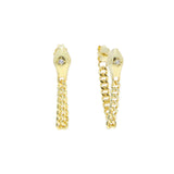 925 Silver Plated CZ Snake Cuban Tassel Piercing Earring
