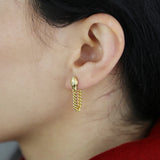 925 Silver Clear CZ Paved Snake Chain Earring