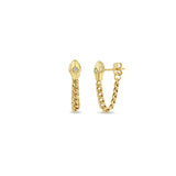 925 Silver Plated CZ Snake Cuban Tassel Piercing Earring