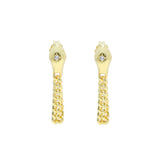 925 Silver Clear CZ Paved Snake Chain Earring
