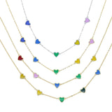 925 Silver Plated Enamel Heart Charm Choker Necklace