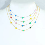 925 Silver Plated Enamel Heart Charm Choker Necklace