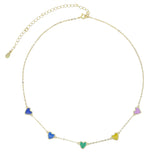 925 Silver Plated Enamel Heart Charm Choker Necklace