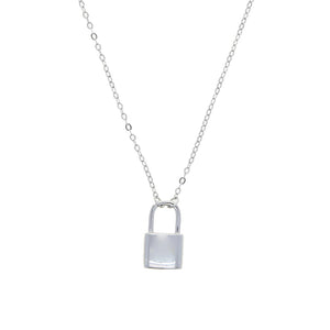 925 Silver Padlock Necklace Pendant Choker Collar