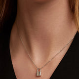 925 Silver Padlock Necklace Pendant Choker Collar