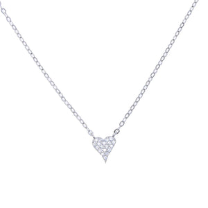 925 Silver Heart Pendant Necklace Micro Pave Cz Valentines Jewelry