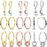 925 Silver Rosegold Bee Butterfly CZ Sparkling Hoop Earrings