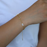 925 Silver Micro Pave Cz Lightning Evil Eye Charm Bracelet