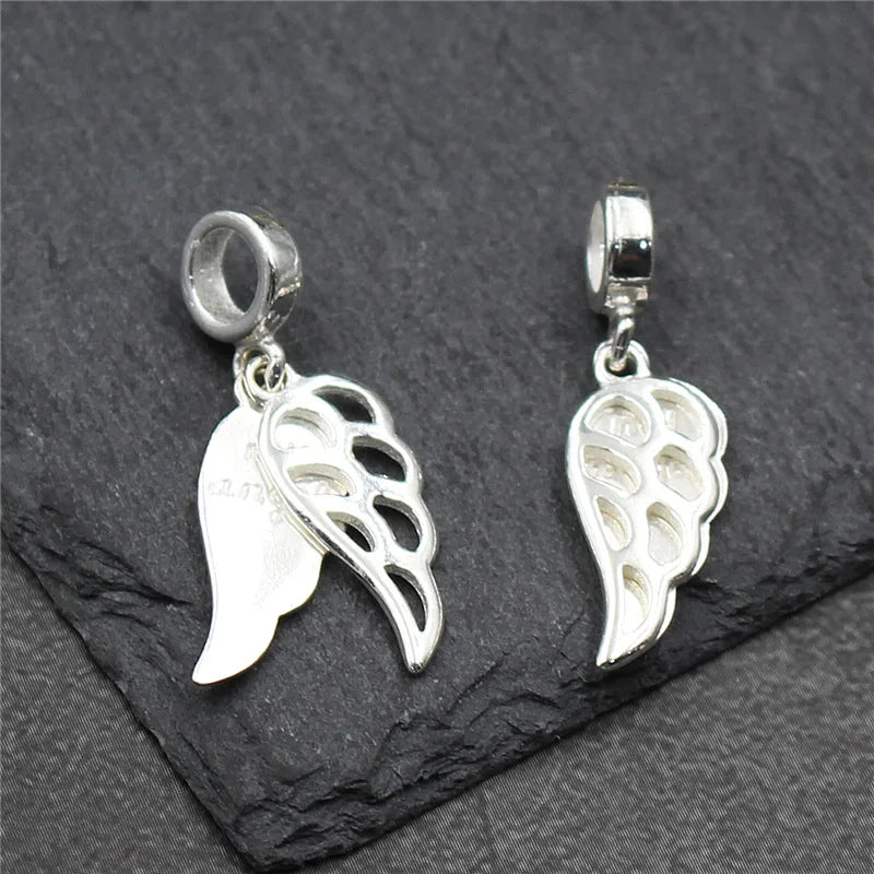 925 Silver Angel Wings Charms for DIY Jewelry Making
